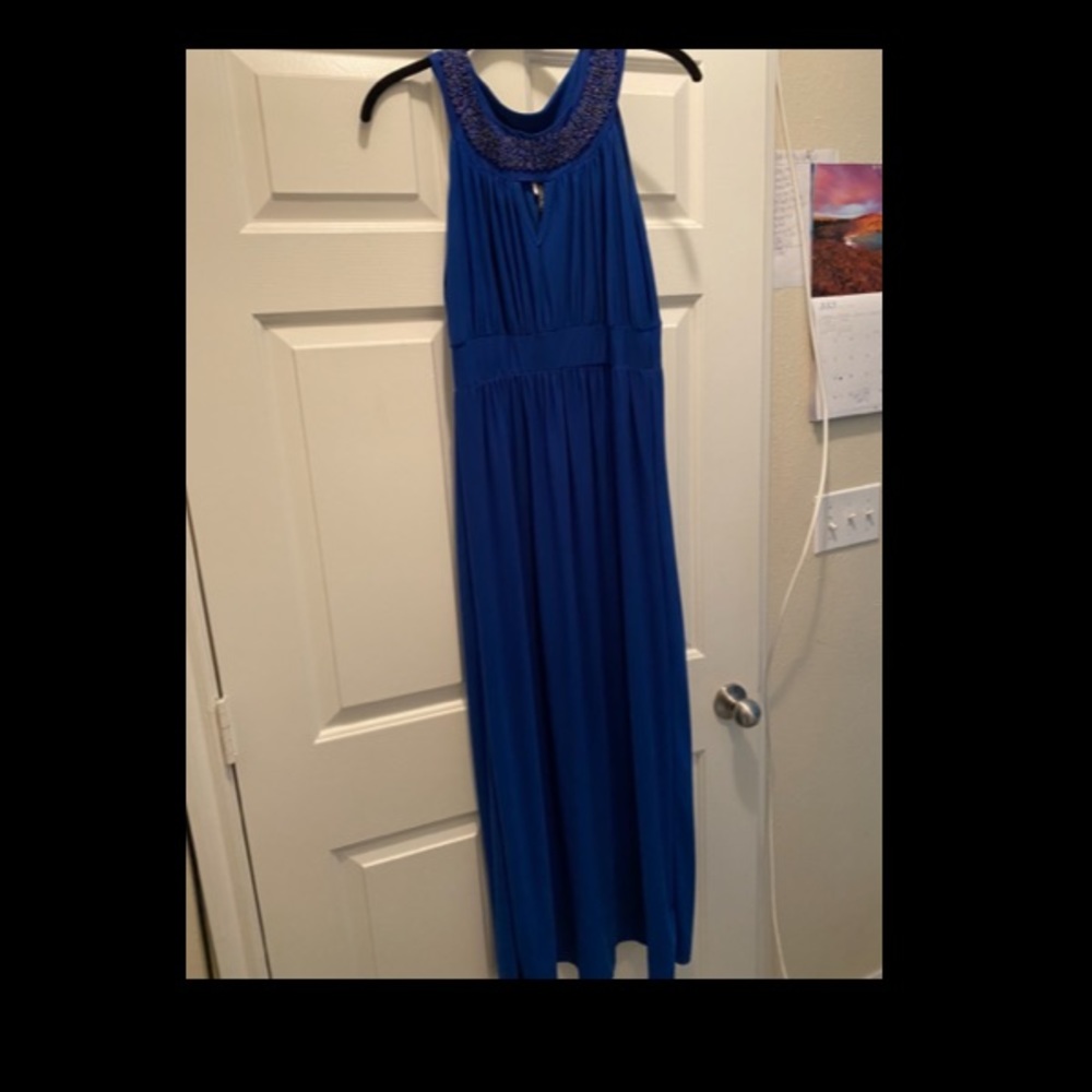 Blue Maxi Dress with Accents